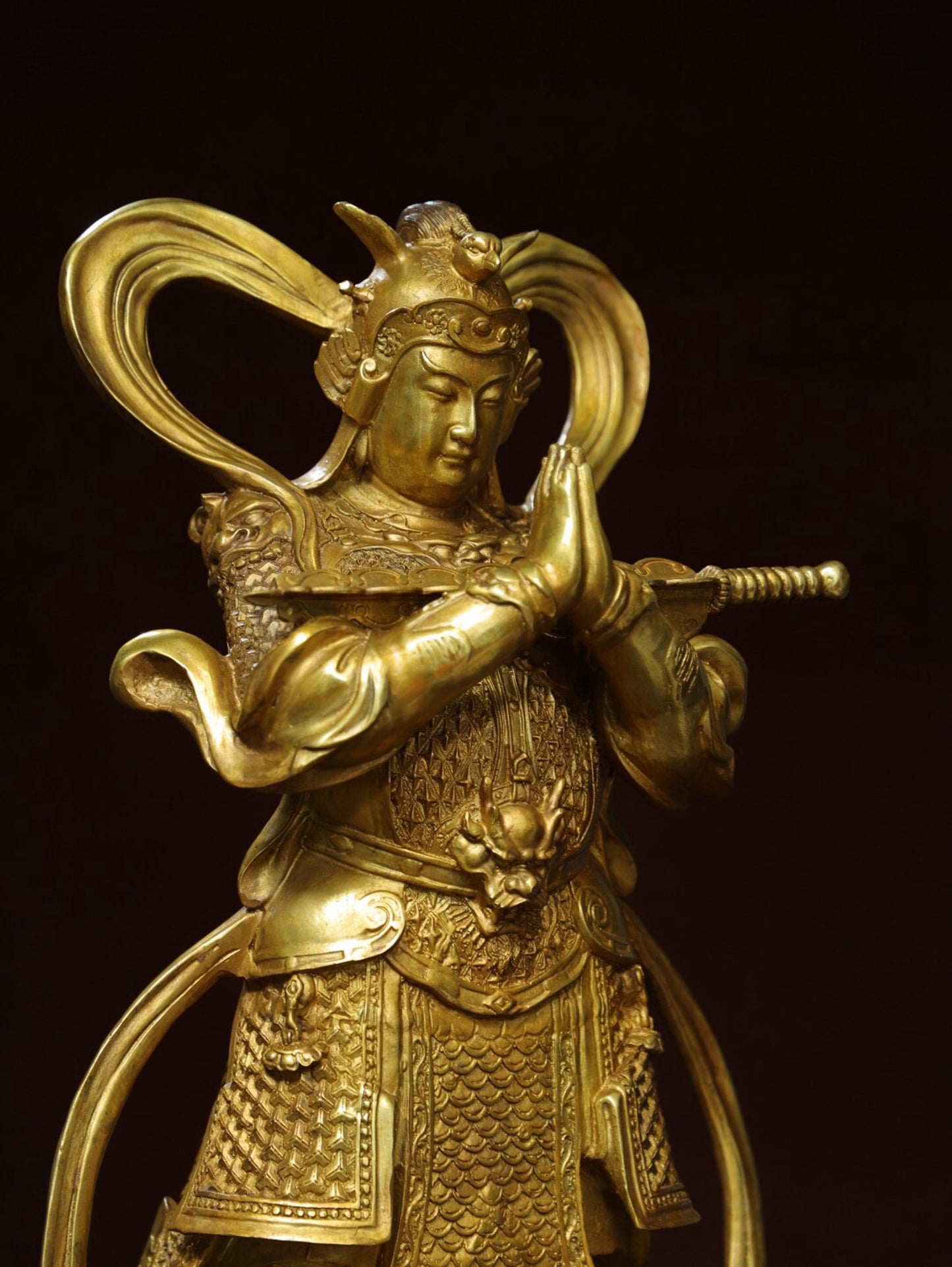 Chinese antique pure copper [Weituo] Buddha statue