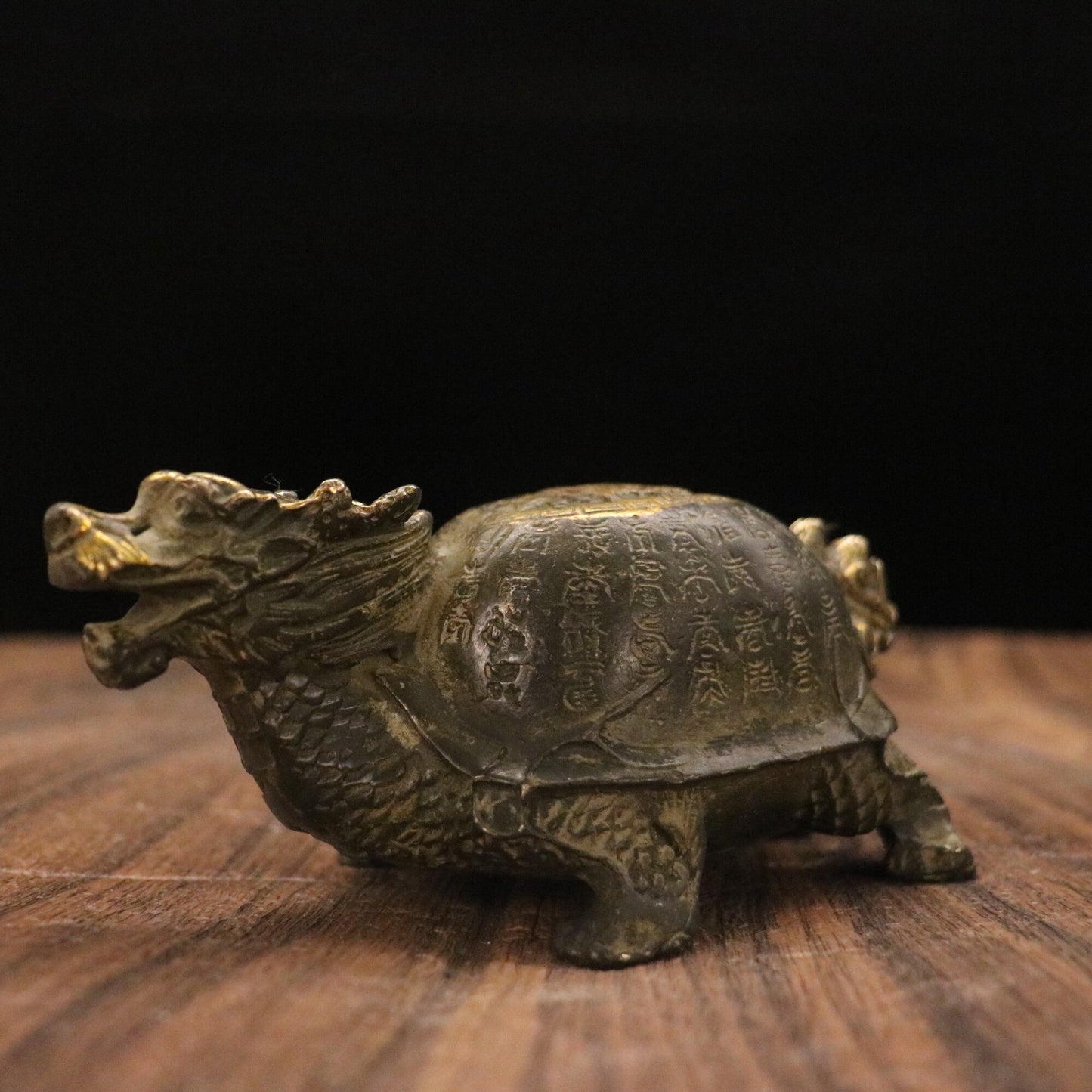 Chinese antique bronze longevity dragon turtle