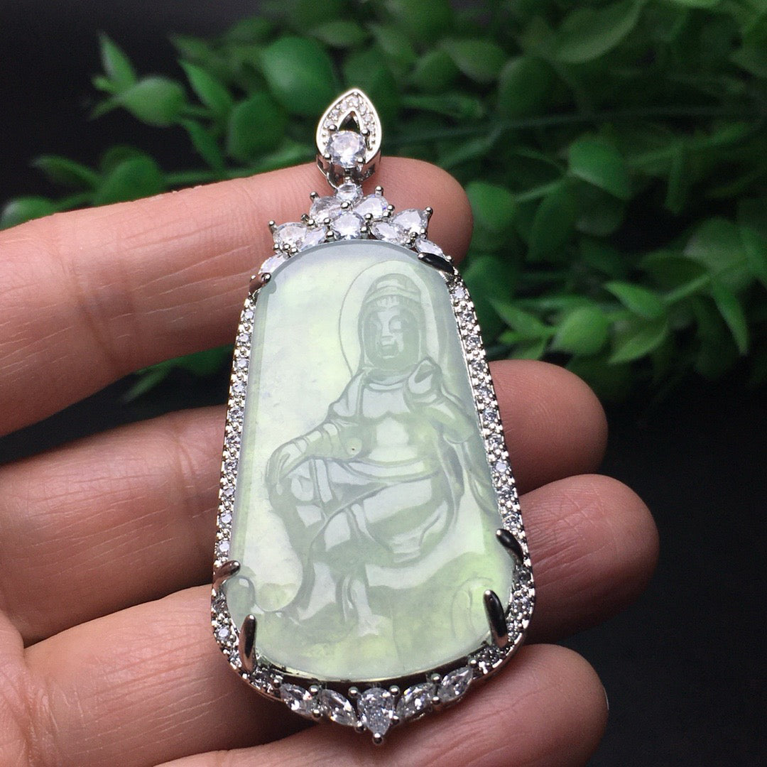 Chinese antique white ice inlaid with Guanyin