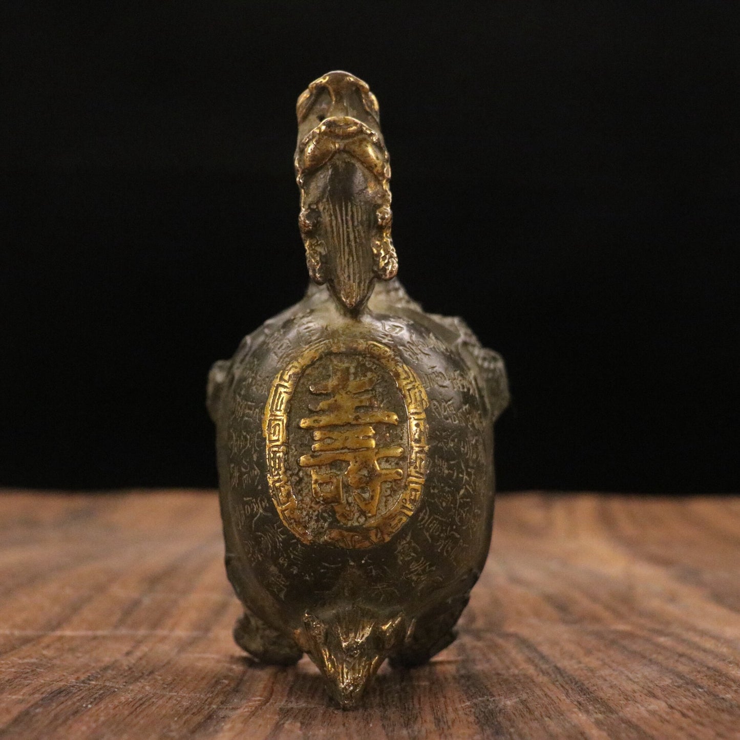 Chinese antique bronze longevity dragon turtle