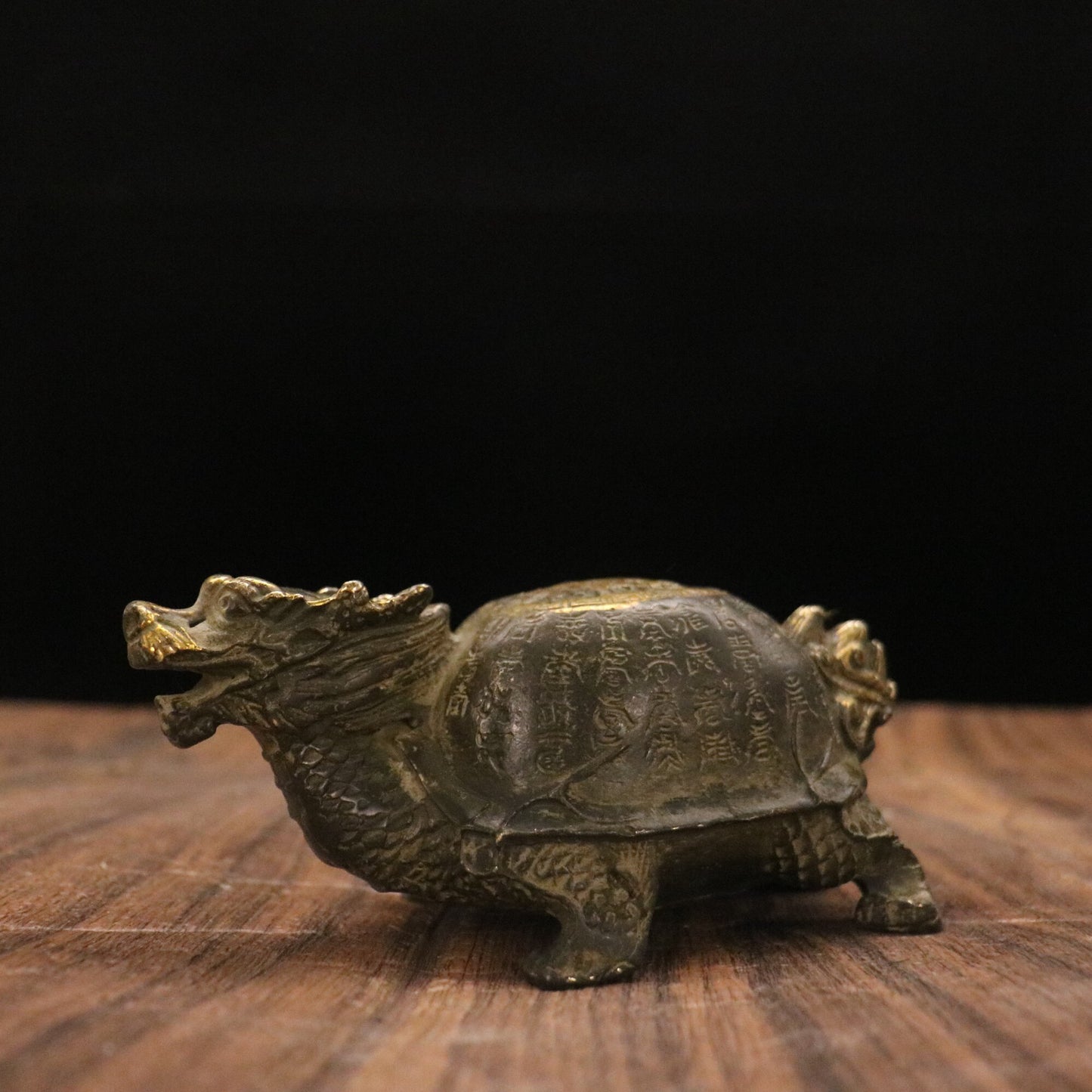 Chinese antique bronze longevity dragon turtle