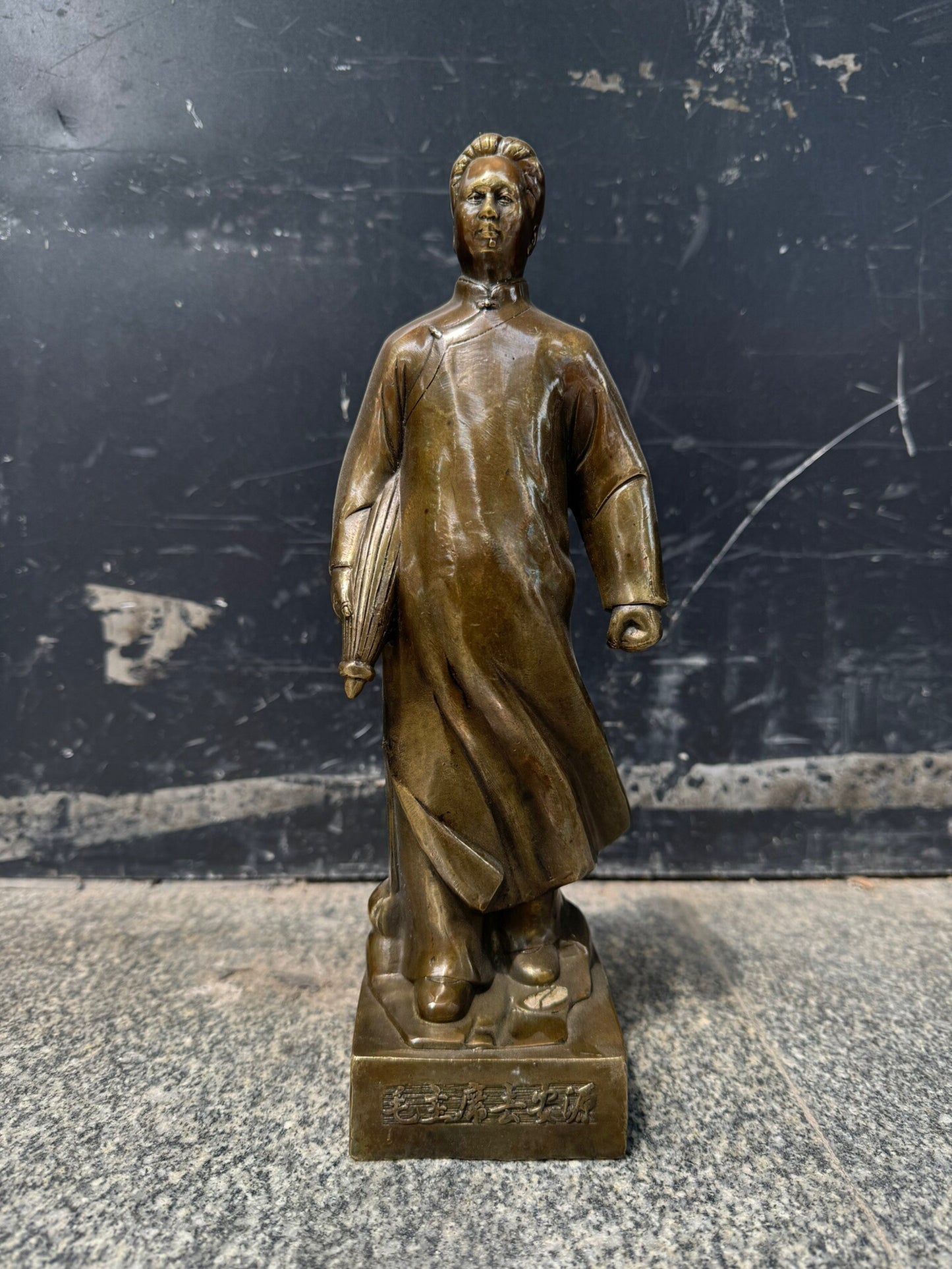 Chinese antique pure copper chairman standing statue