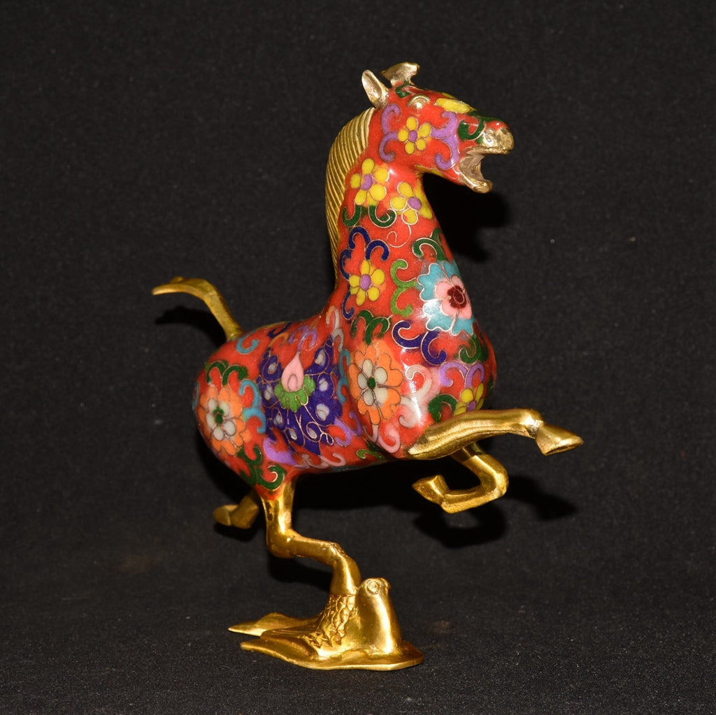 Pure copper cloisonn é blue horse treading flying swallow ornament