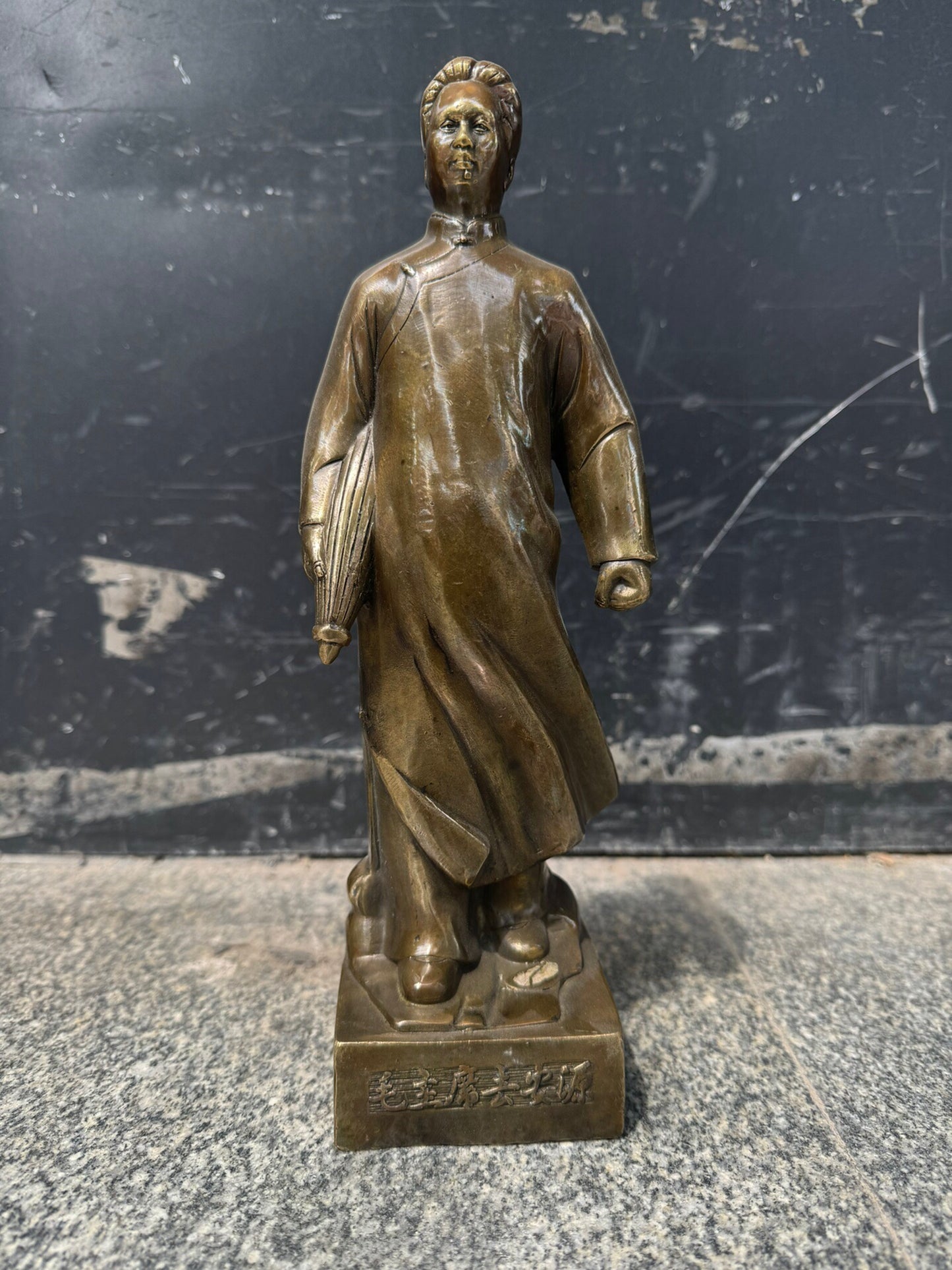 Chinese antique pure copper chairman standing statue