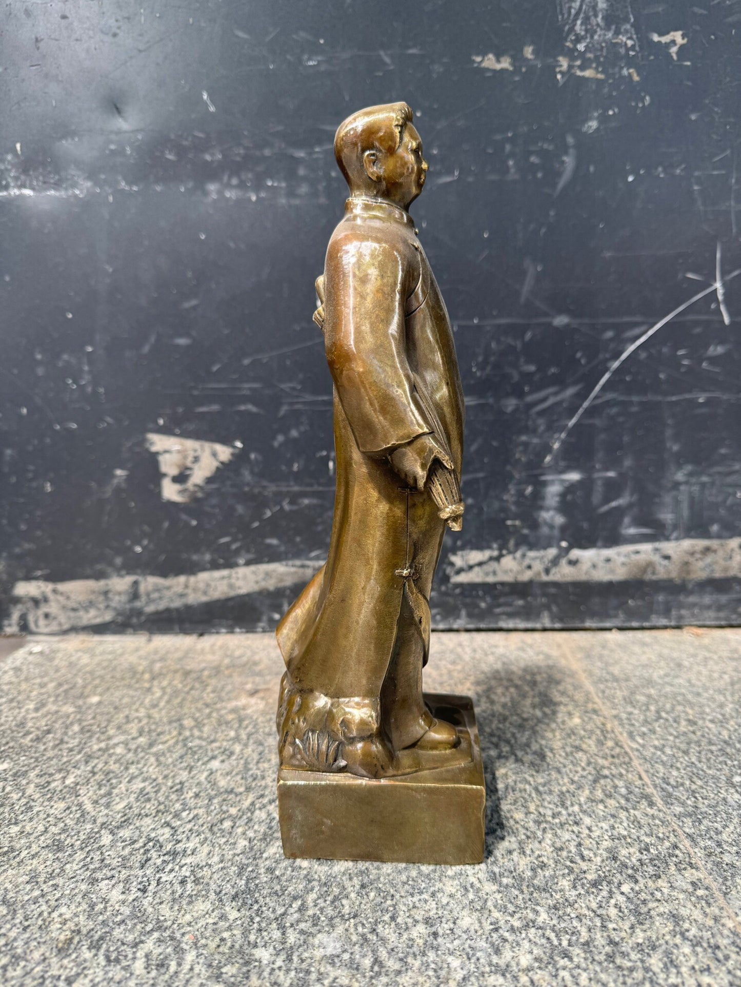 Chinese antique pure copper chairman standing statue