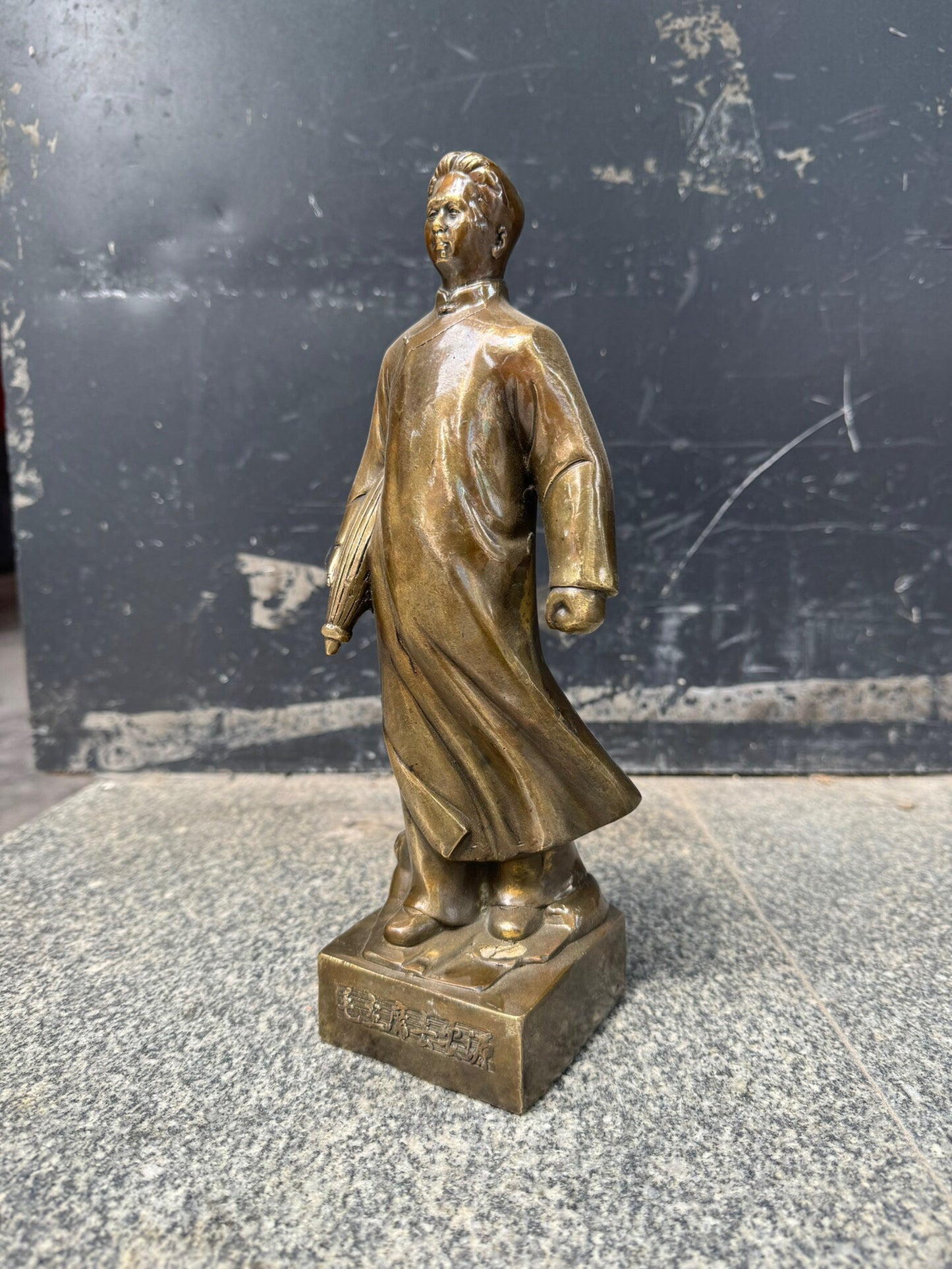 Chinese antique pure copper chairman standing statue