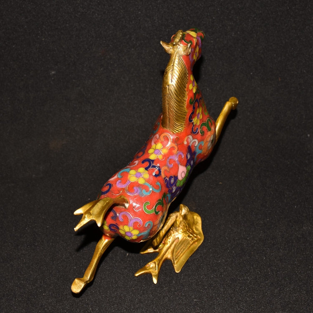 Pure copper cloisonn é blue horse treading flying swallow ornament