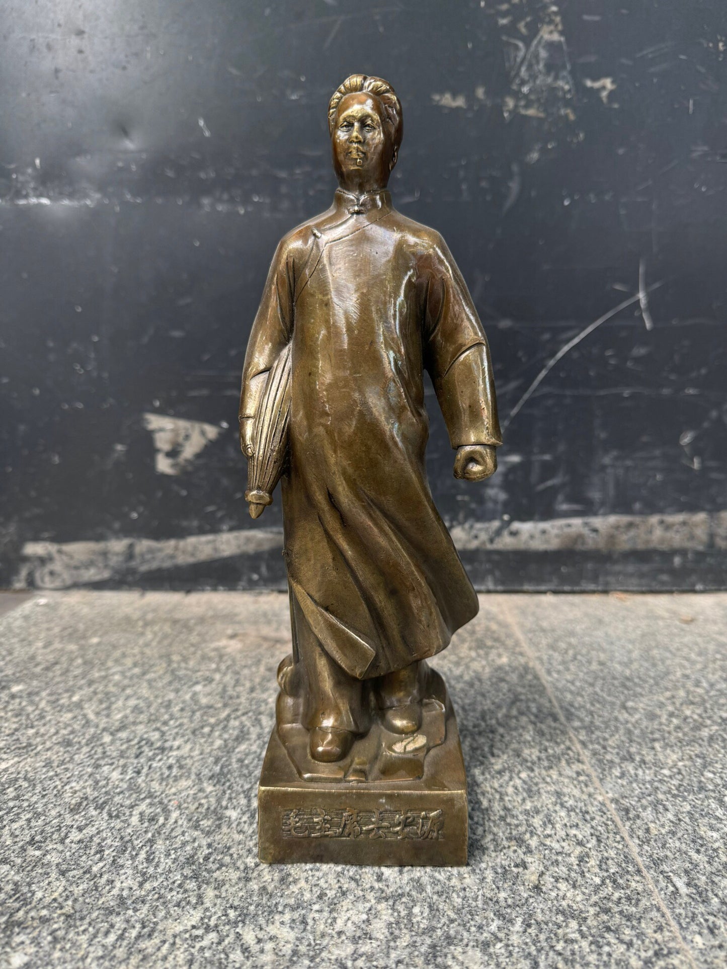 Chinese antique pure copper chairman standing statue