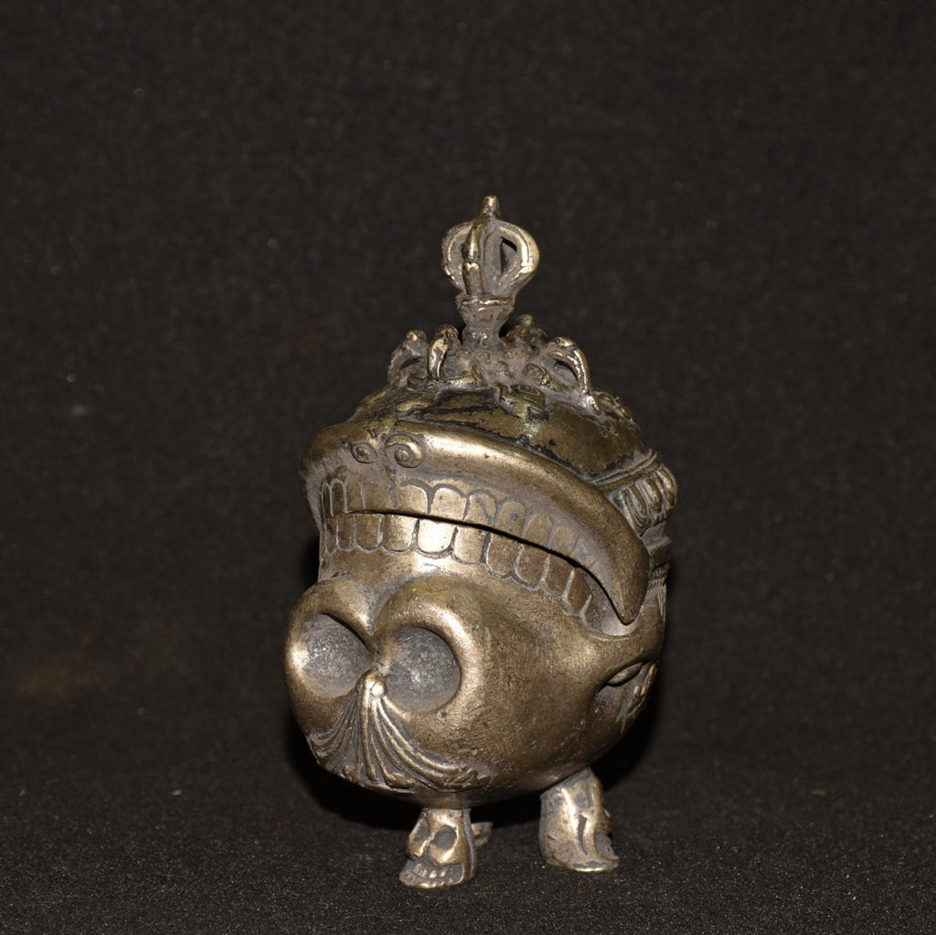 Pure white copper skull incense burner ornament