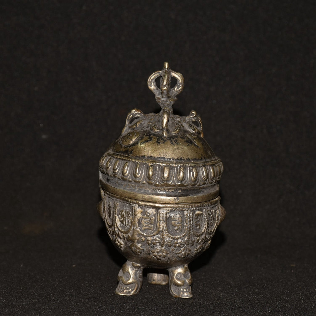 Pure white copper skull incense burner ornament