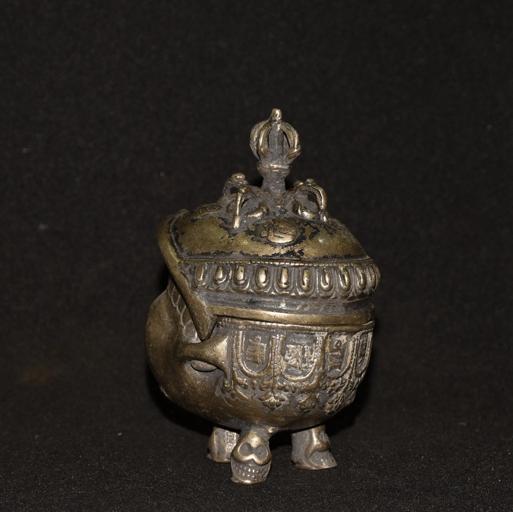 Pure white copper skull incense burner ornament