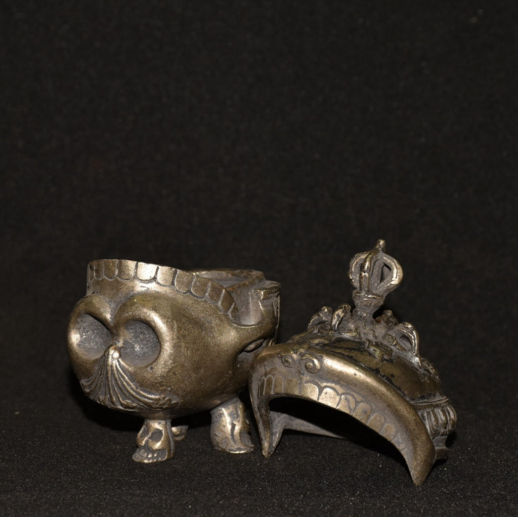 Pure white copper skull incense burner ornament