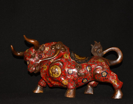 Pure copper cloisonn é filigree bullfighting ornament