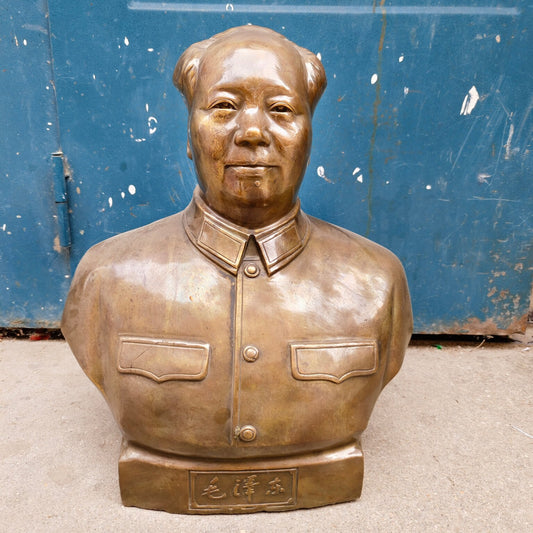 Chinese antique pure copper chairman statue