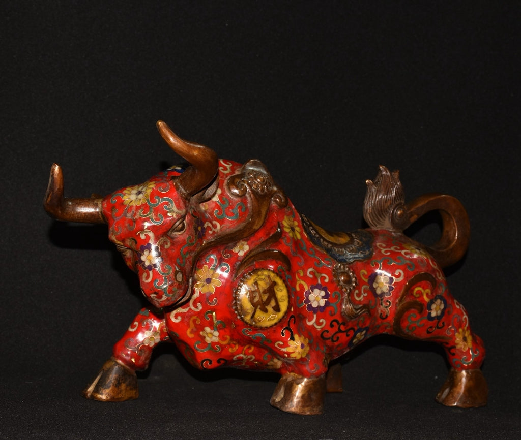 Pure copper cloisonn é filigree bullfighting ornament