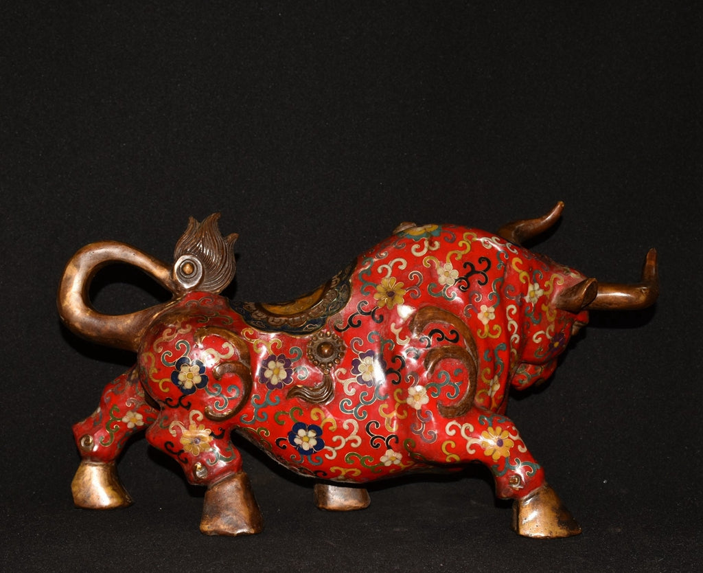 Pure copper cloisonn é filigree bullfighting ornament