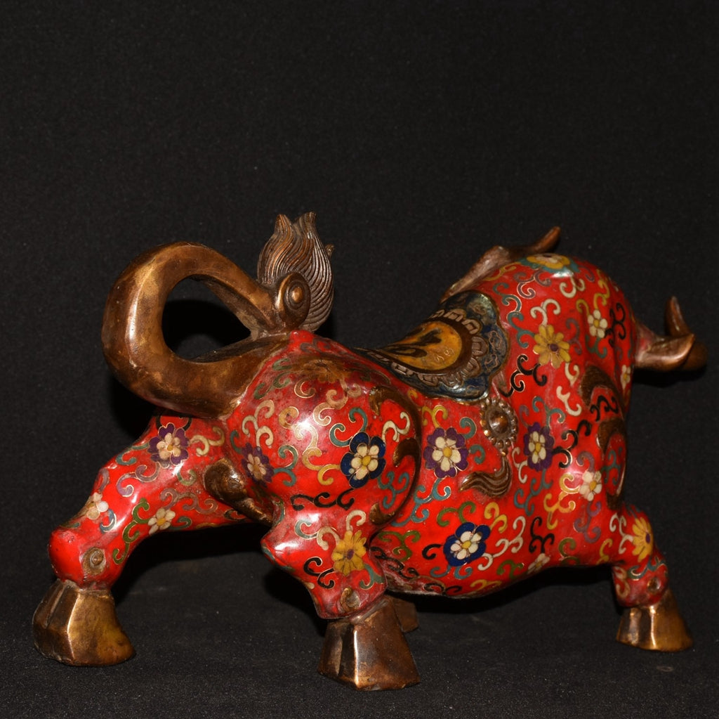 Pure copper cloisonn é filigree bullfighting ornament