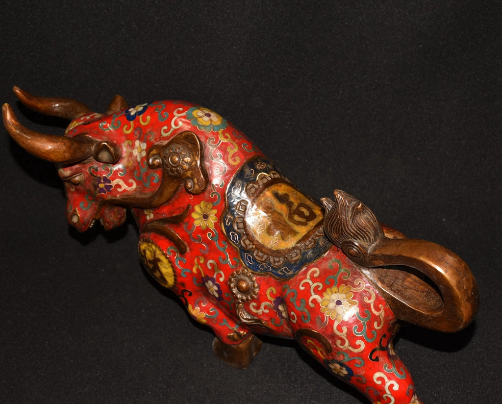 Pure copper cloisonn é filigree bullfighting ornament