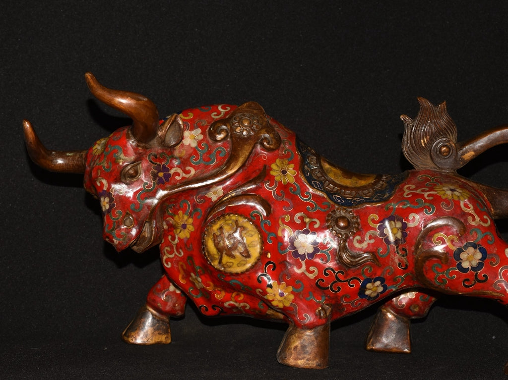 Pure copper cloisonn é filigree bullfighting ornament
