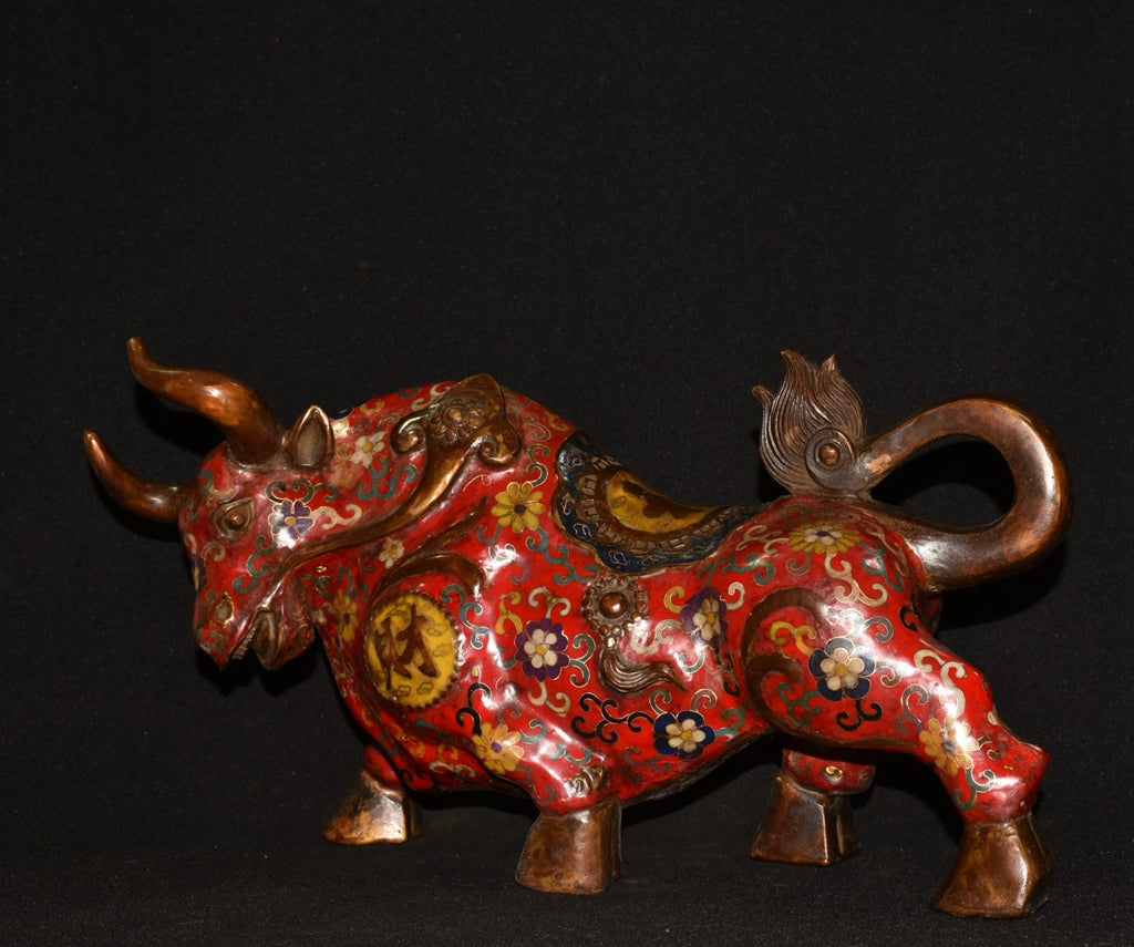 Pure copper cloisonn é filigree bullfighting ornament