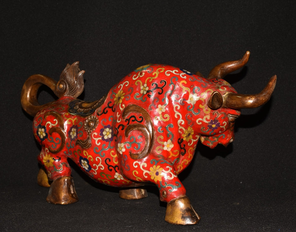 Pure copper cloisonn é filigree bullfighting ornament