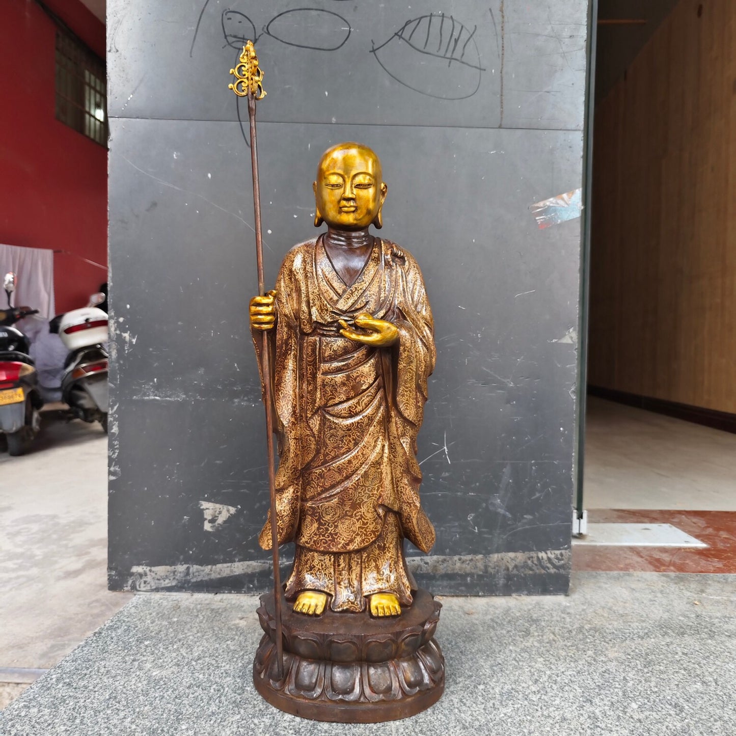Chinese Antique Pure Copper Earth Treasure Bodhisattva
