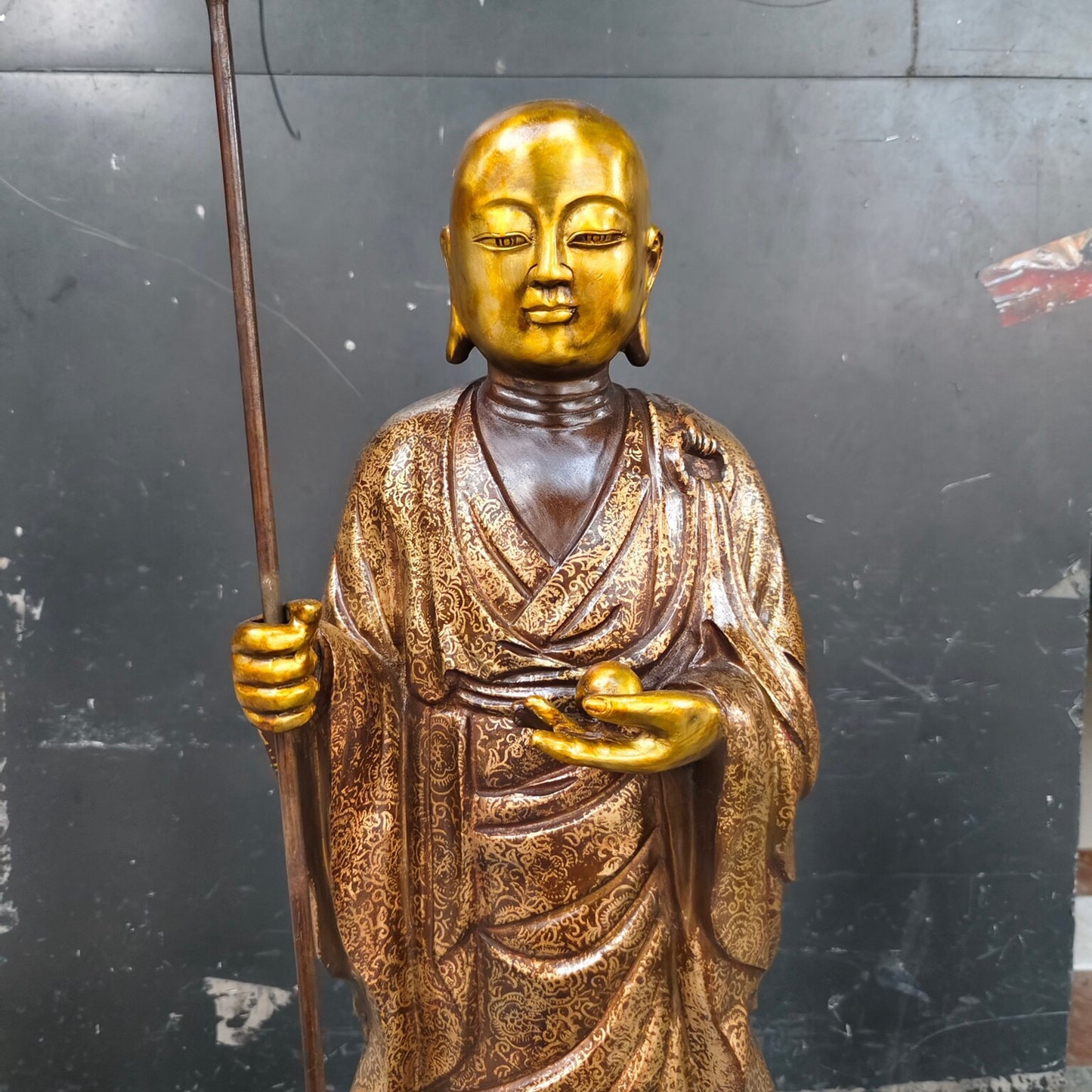 Chinese Antique Pure Copper Earth Treasure Bodhisattva
