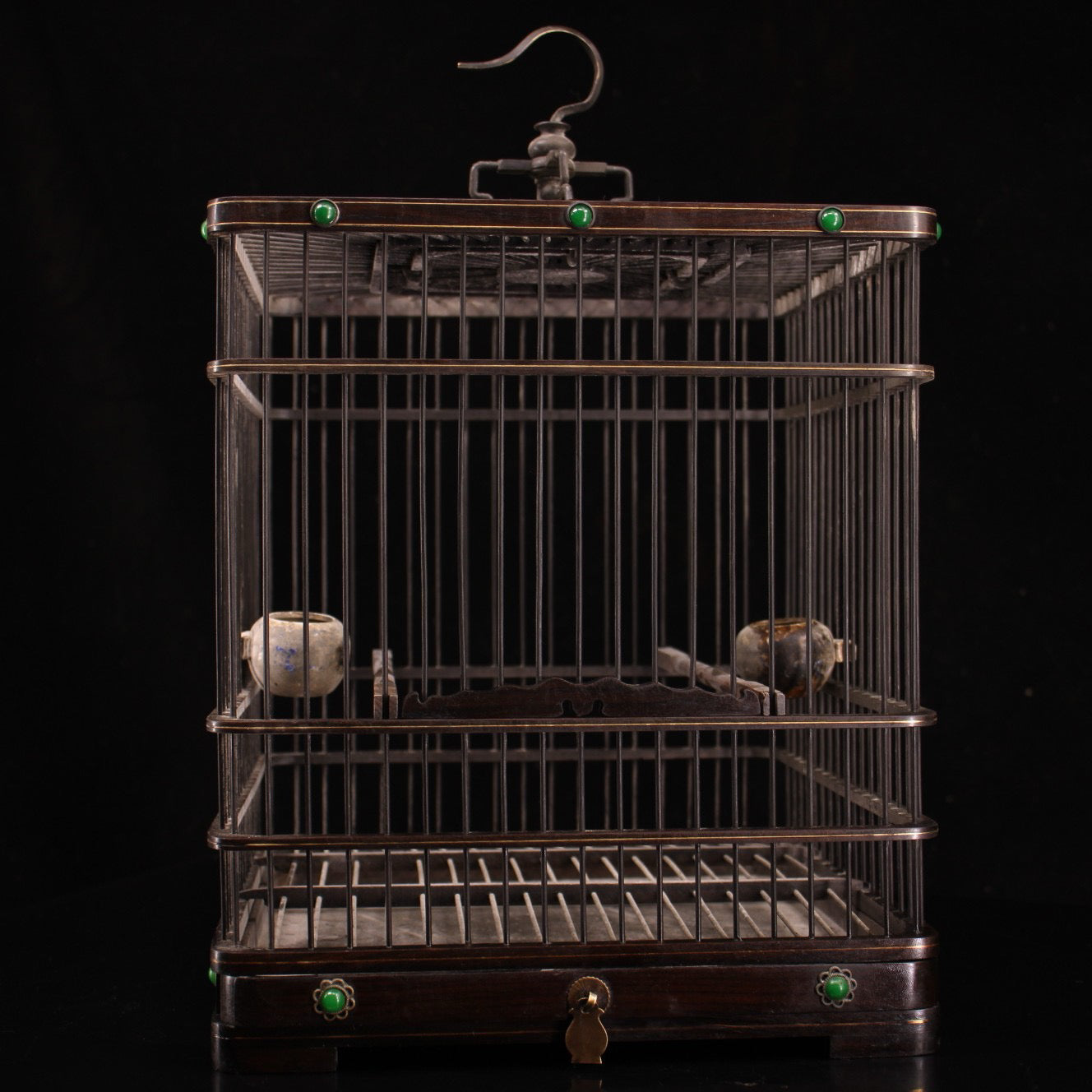 Chinese Antique Old Redwood Bird Cage
