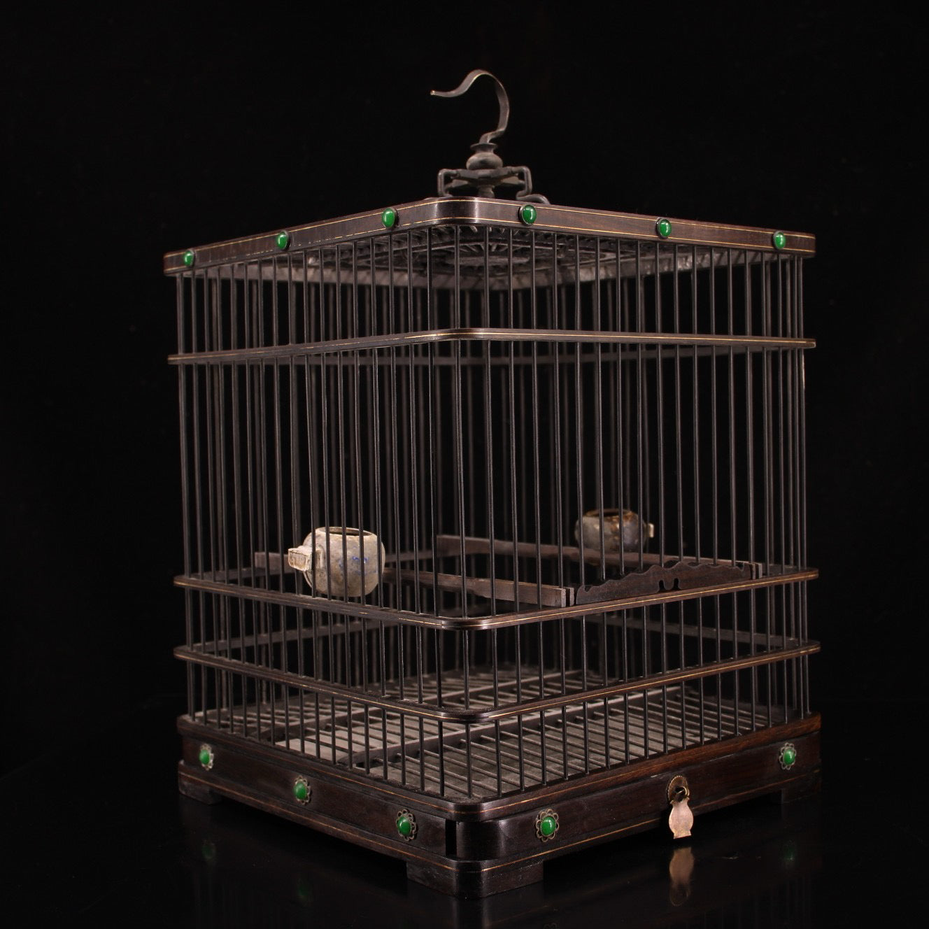 Chinese Antique Old Redwood Bird Cage