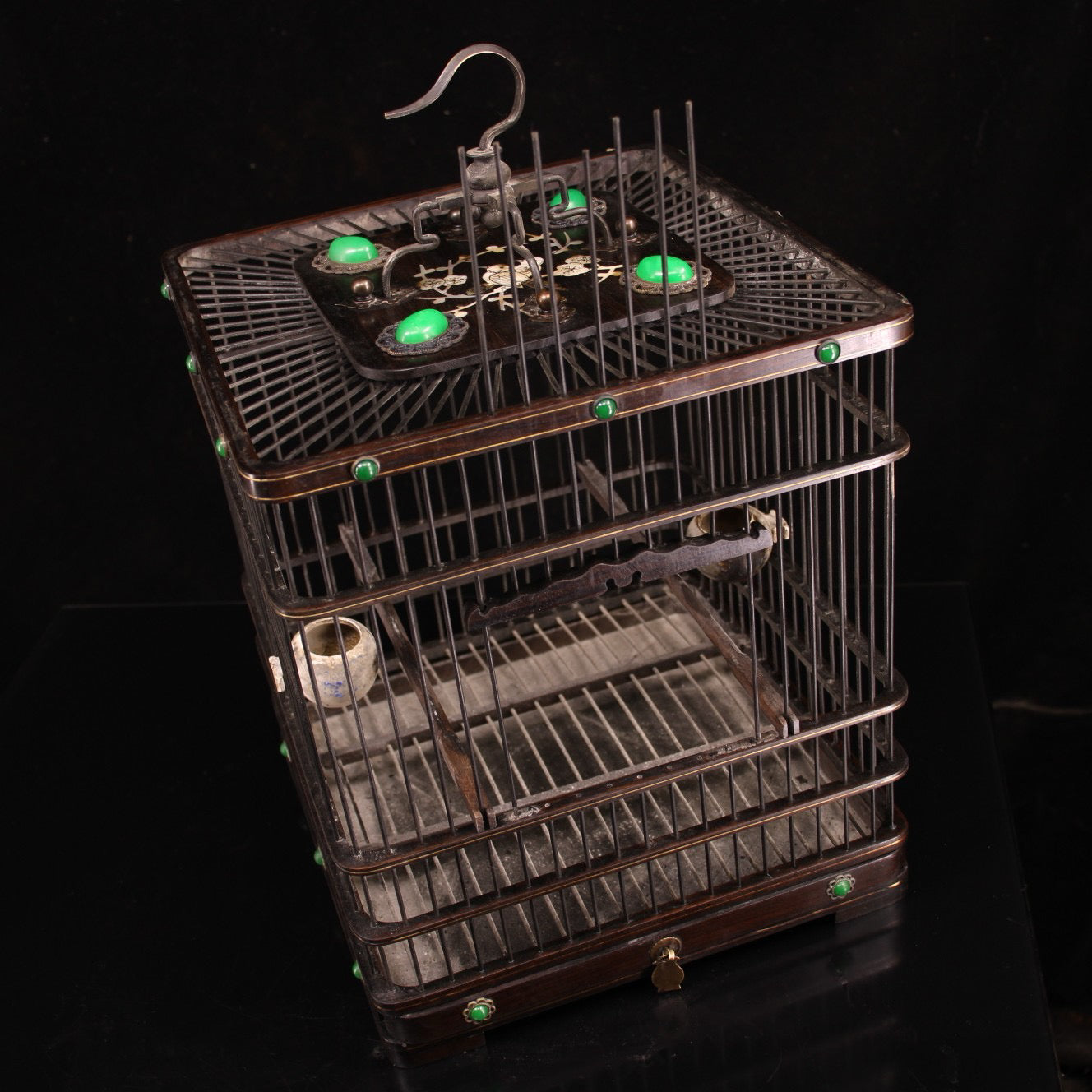 Chinese Antique Old Redwood Bird Cage