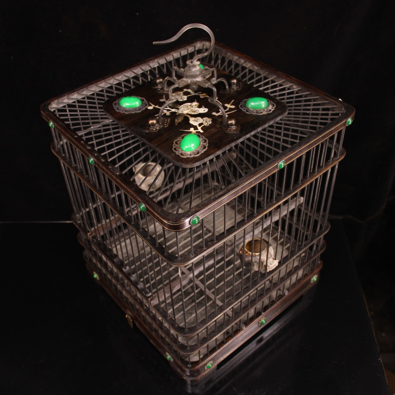 Chinese Antique Old Redwood Bird Cage