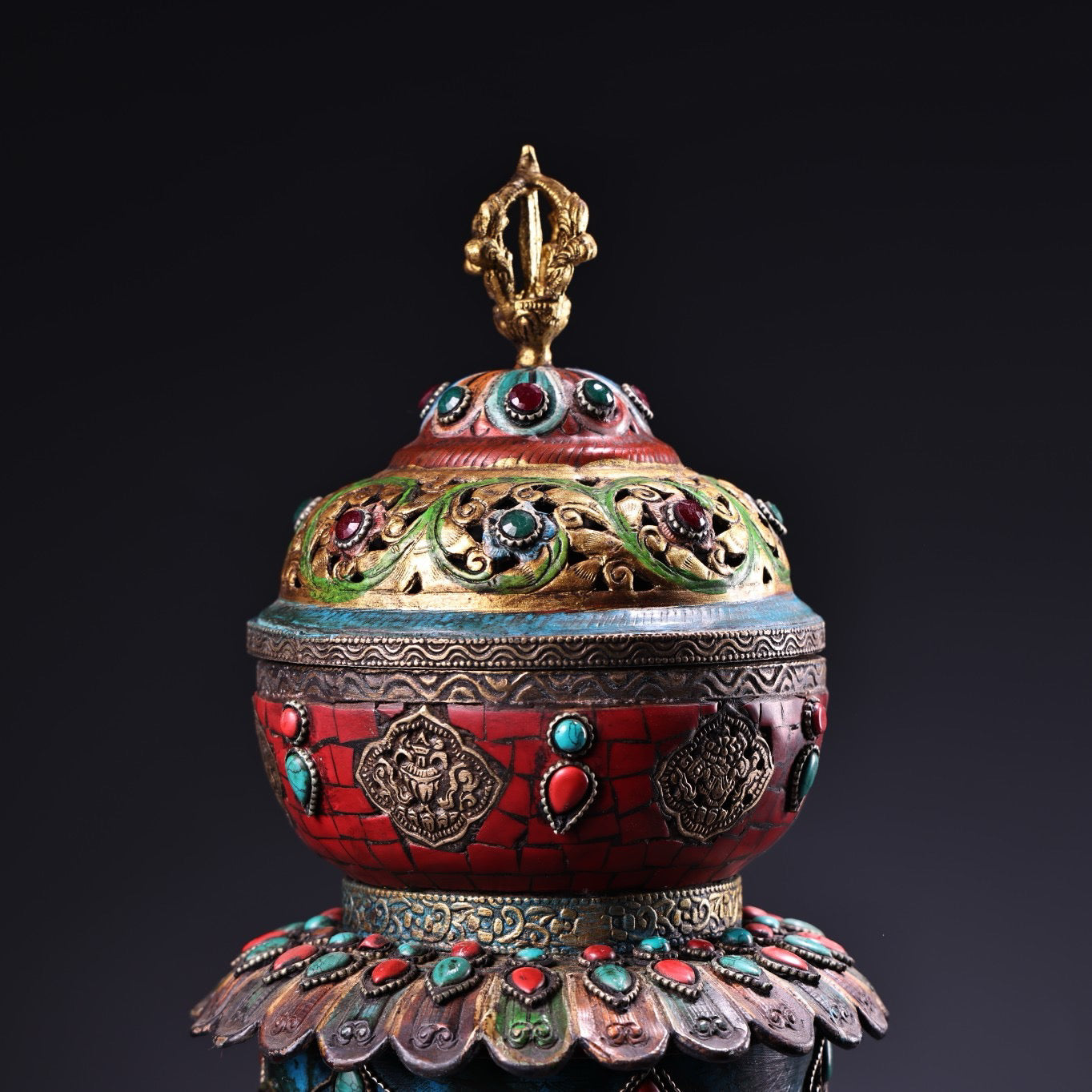 Chinese antique pure copper eight treasure incense burner