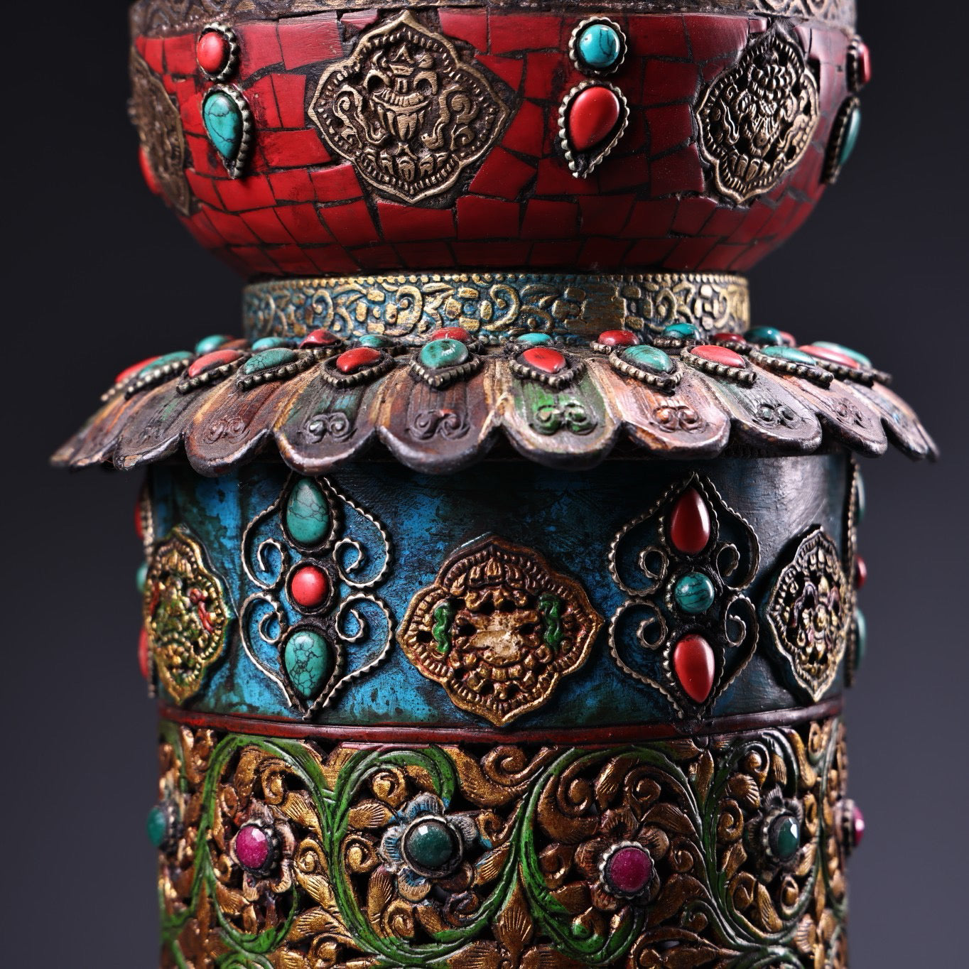 Chinese antique pure copper eight treasure incense burner