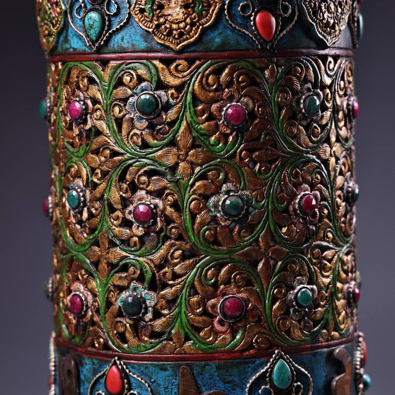 Chinese antique pure copper eight treasure incense burner