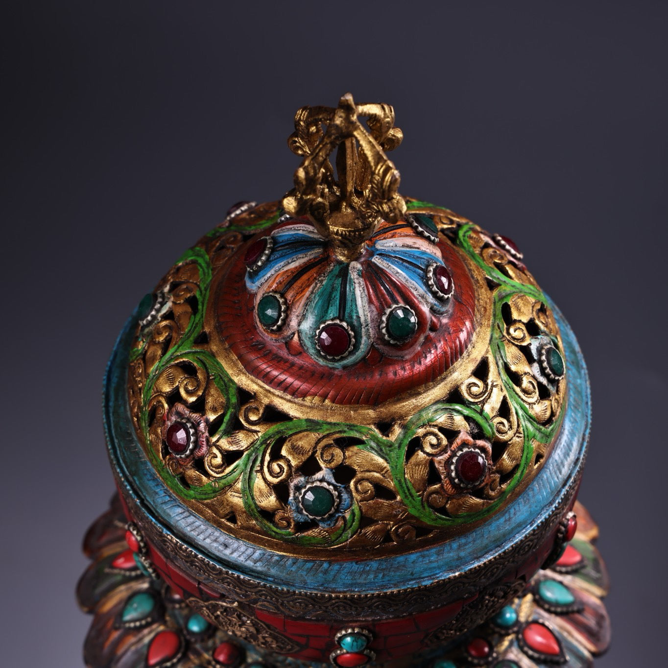 Chinese antique pure copper eight treasure incense burner