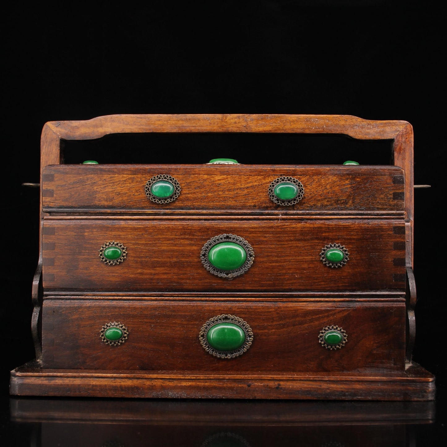 Handmade Handmade Handheld Lunchebox Made of Chinese Antique Pear Wood