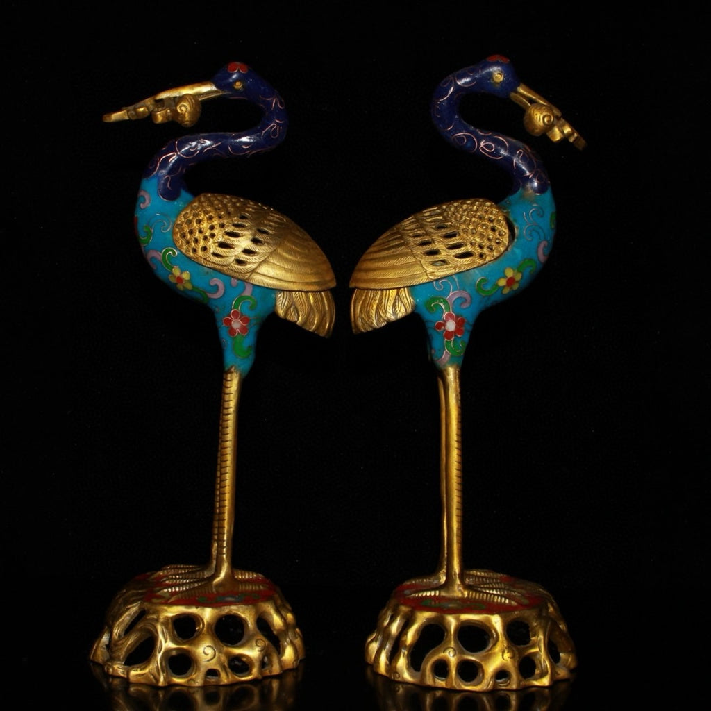 Pure copper cloisonn é, Lingzhi, Xianhe, incense burner ornament