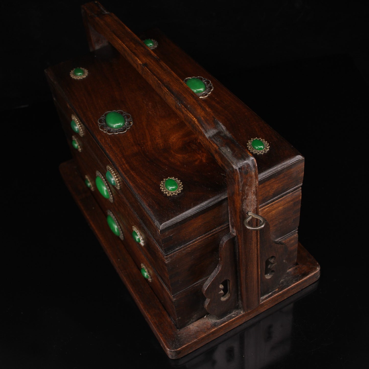 Handmade Handmade Handheld Lunchebox Made of Chinese Antique Pear Wood