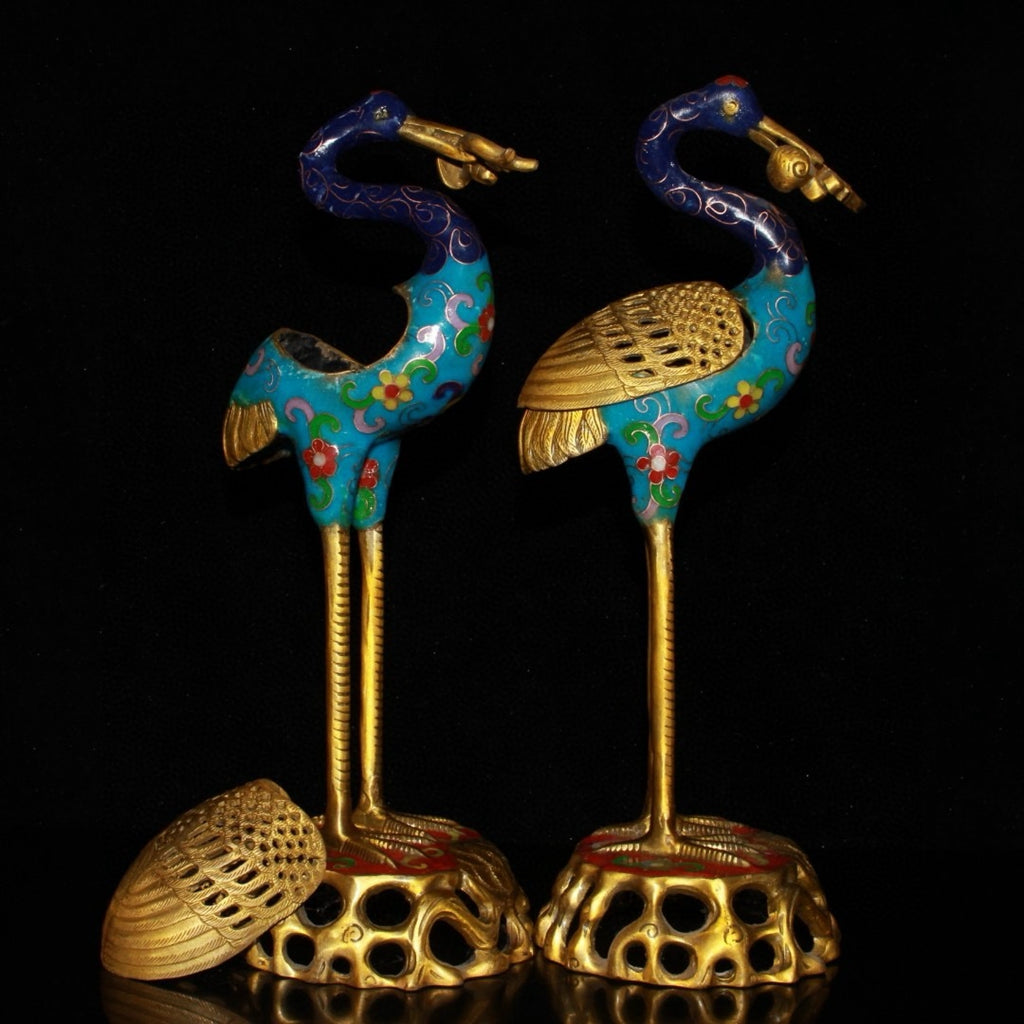 Pure copper cloisonn é, Lingzhi, Xianhe, incense burner ornament