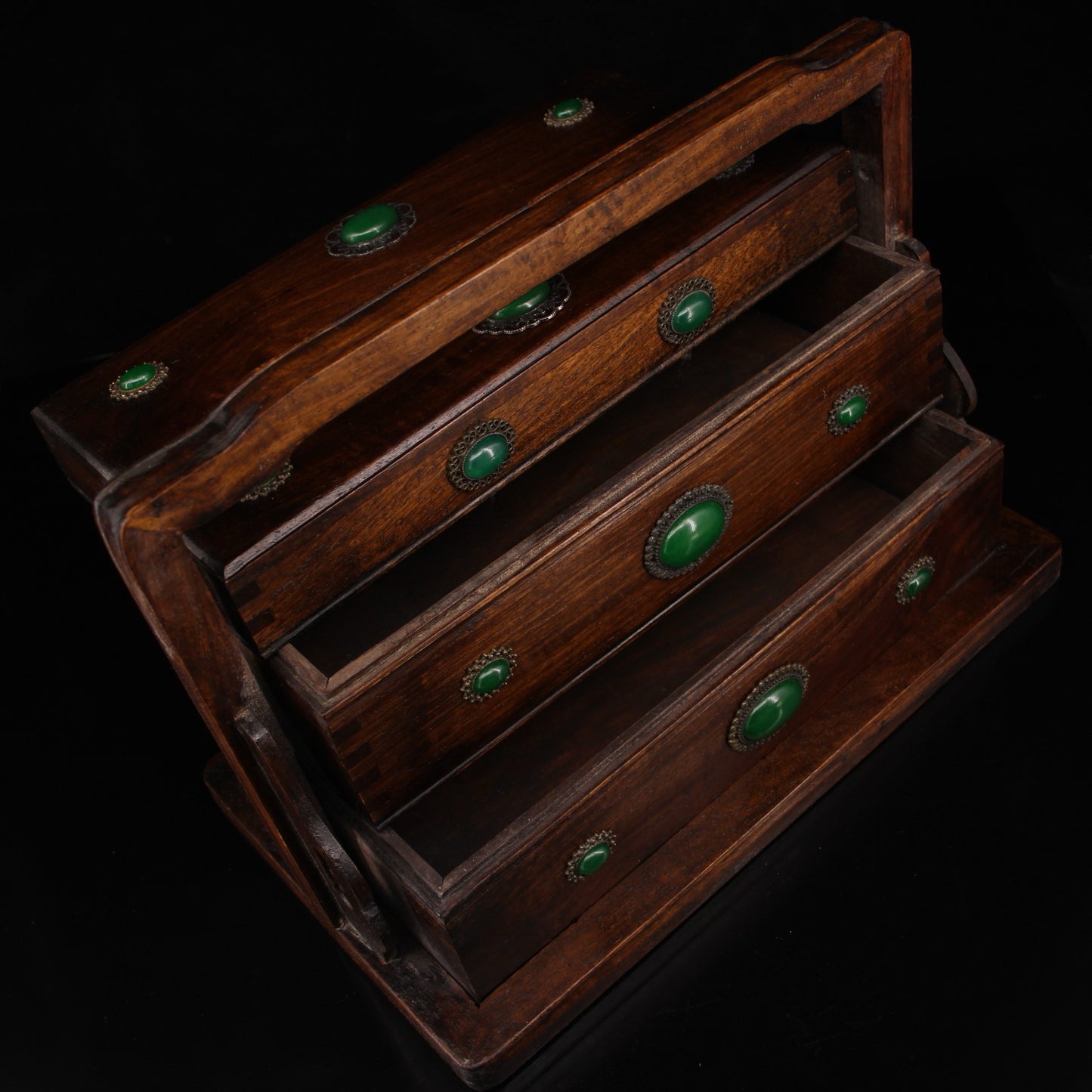 Handmade Handmade Handheld Lunchebox Made of Chinese Antique Pear Wood