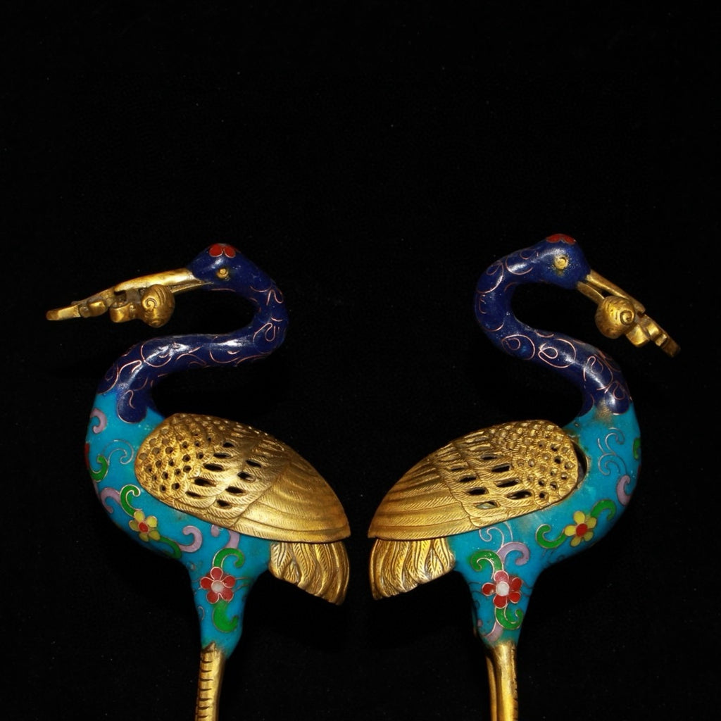 Pure copper cloisonn é, Lingzhi, Xianhe, incense burner ornament