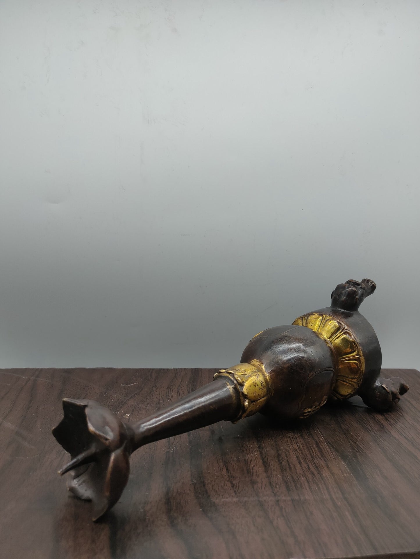 Chinese antique pure copper Buddha shaped candlestick