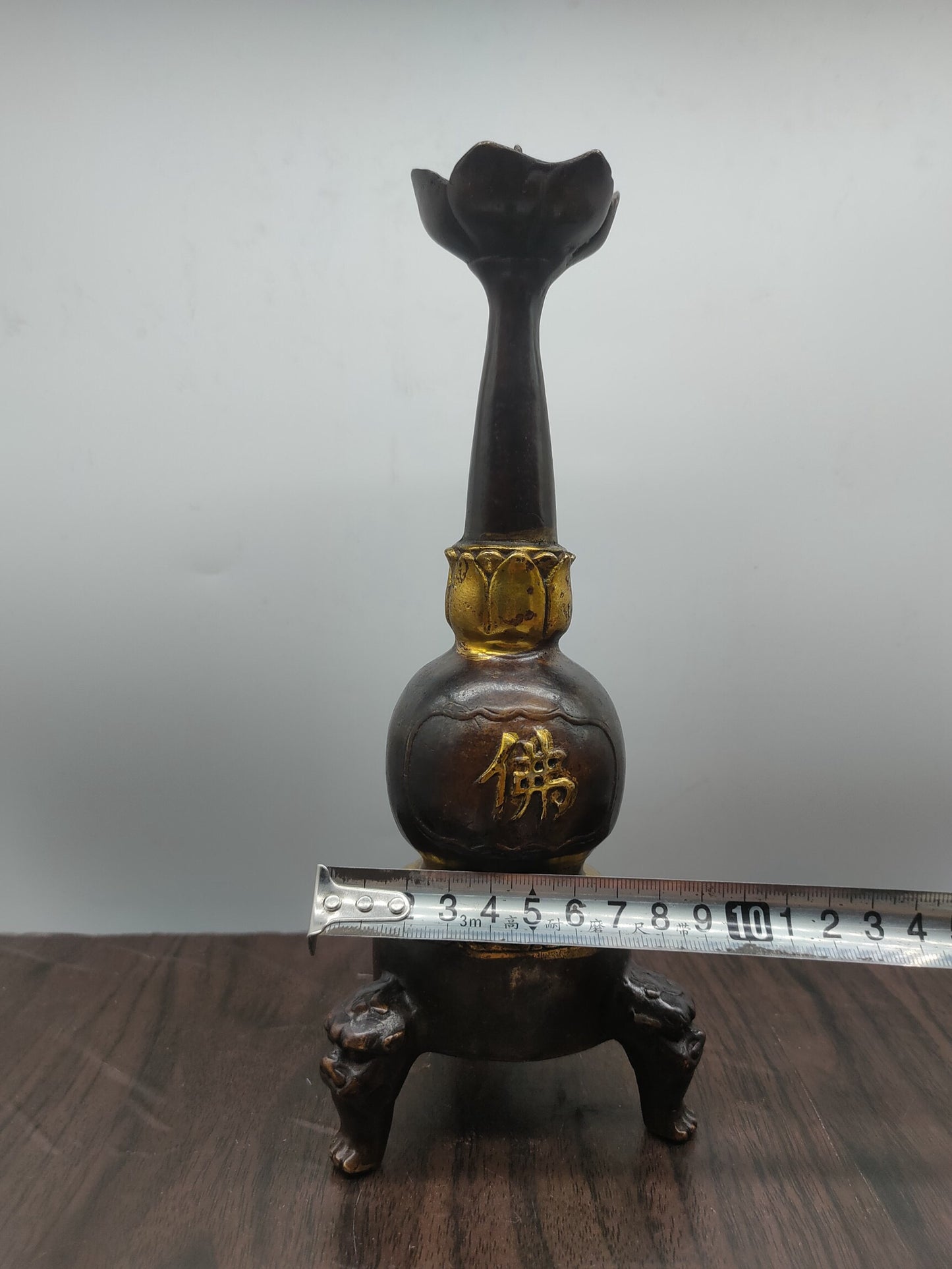 Chinese antique pure copper Buddha shaped candlestick