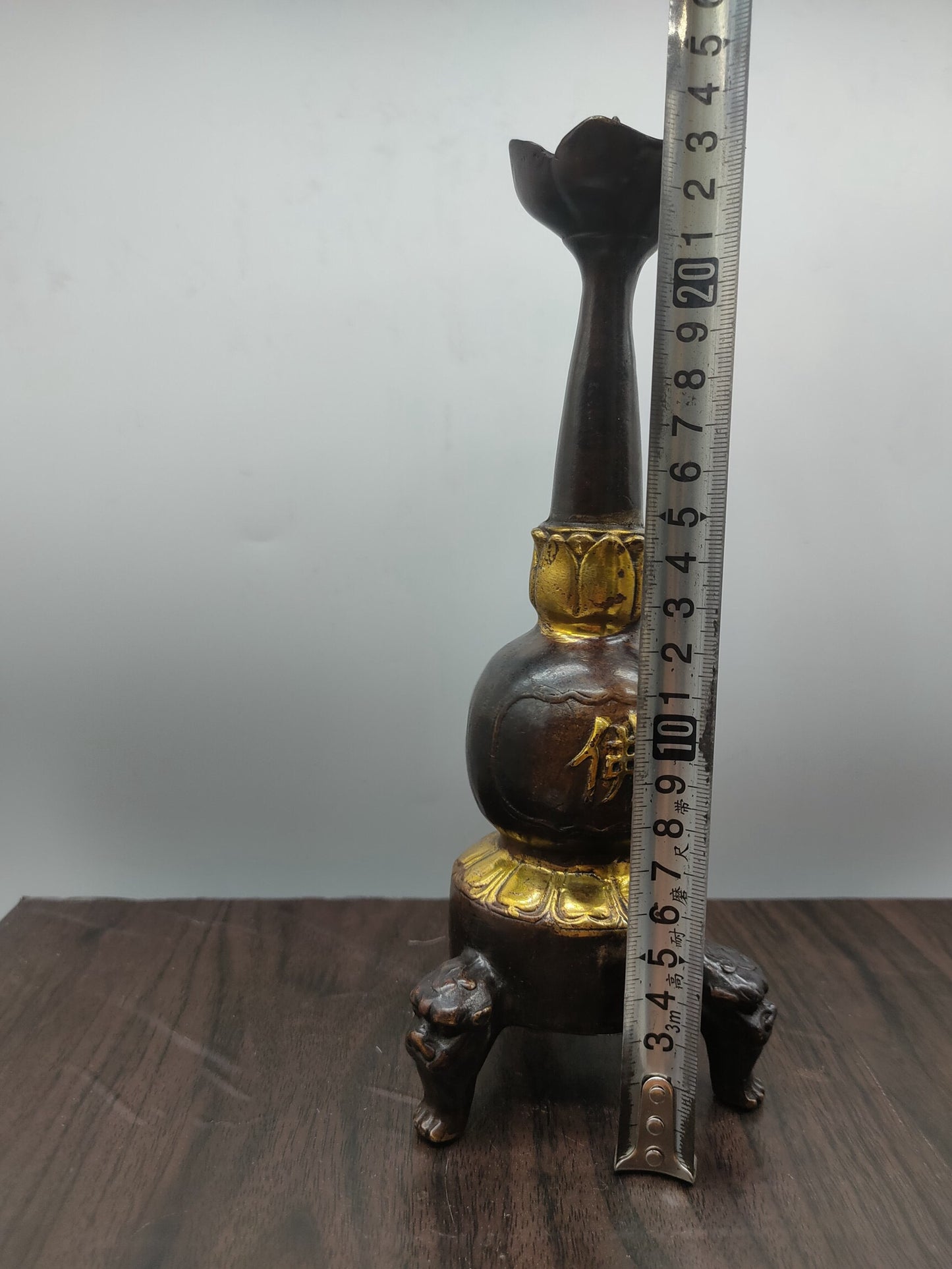 Chinese antique pure copper Buddha shaped candlestick