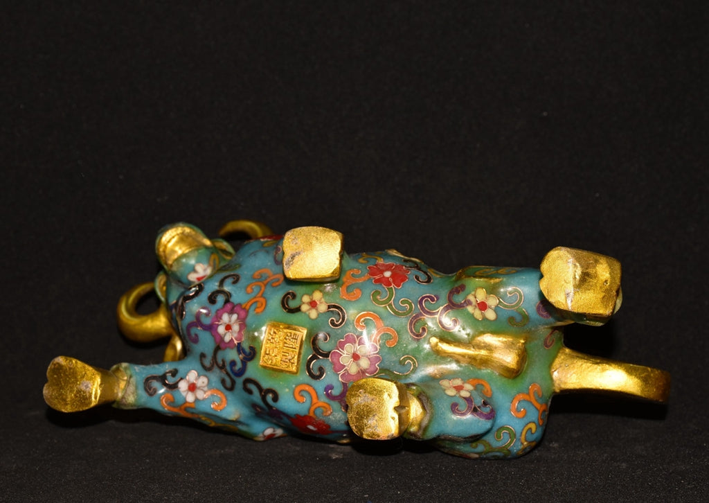 Pure copper cloisonn é wealth making lucky character bullfighting ornament
