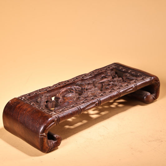 Chinese antique high relief chicken wing wood carving dragon and phoenix study grinding machine