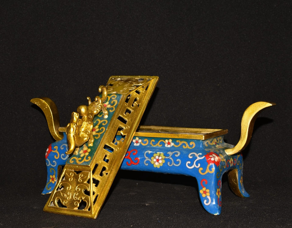 Pure copper cloisonne dragon beast incense burner ornament