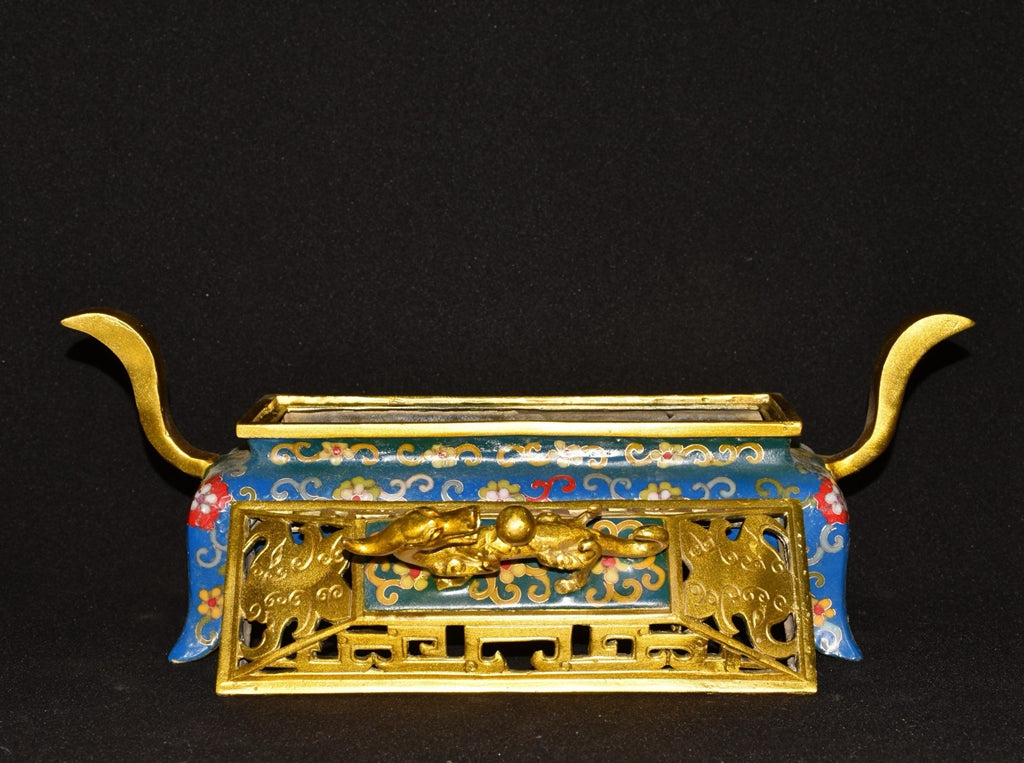 Pure copper cloisonne dragon beast incense burner ornament