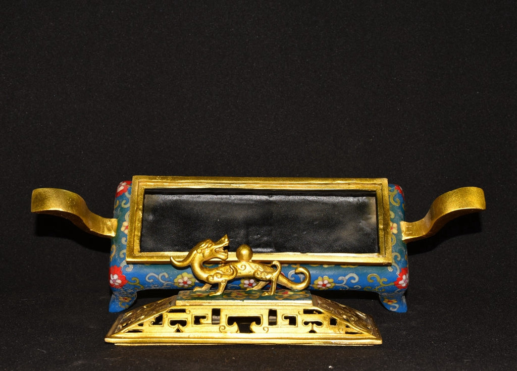 Pure copper cloisonne dragon beast incense burner ornament