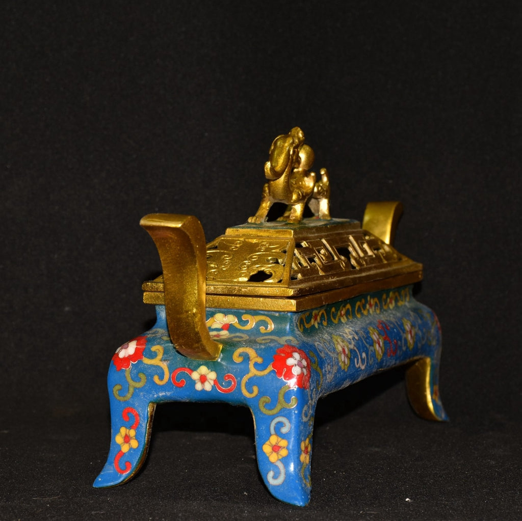 Pure copper cloisonne dragon beast incense burner ornament
